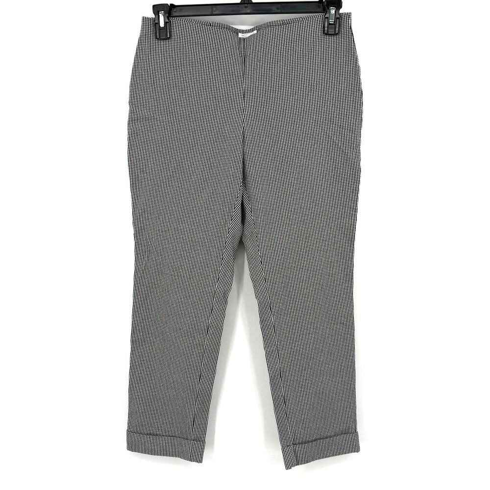 J. Jill Size 10 Premium Bistretch Black White Gingham Pants Slip On Waist